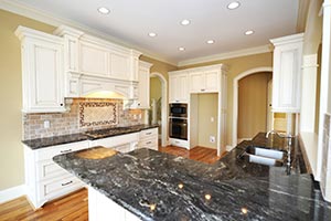 Black Granite kitchen white cabinets - Ohio Columbus granite and Quartz Countertops